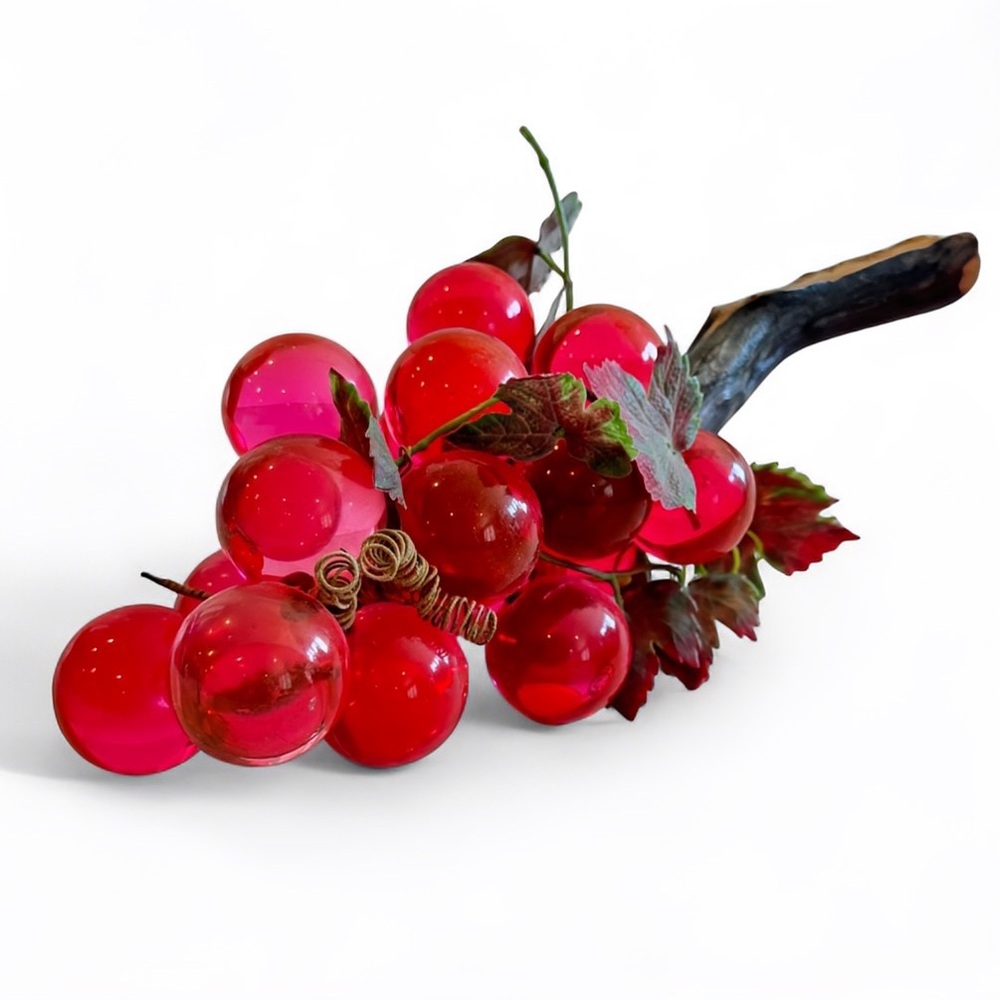 Vintage 14” Mid Century Modern Decorative Lucite Grape Cluster Magenta Pink - Picture 17 of 17